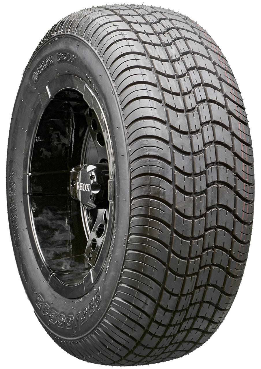 12" RHOX RX252 Black Wheels and LowPro Tires Combo