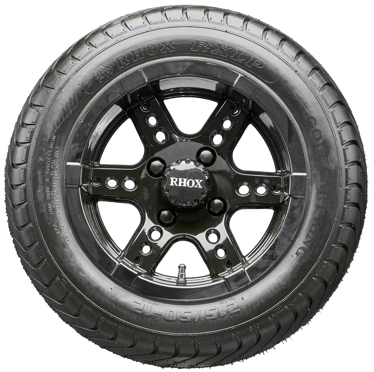 12" RHOX RX252 Black Wheels and LowPro Tires Combo