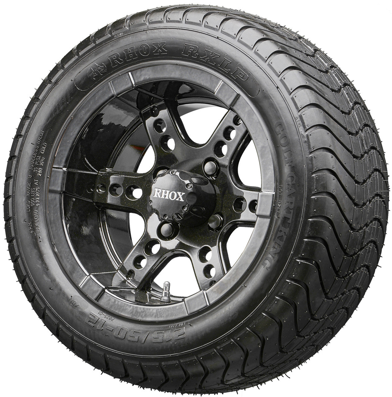 12" RHOX RX252 Black Wheels and LowPro Tires Combo
