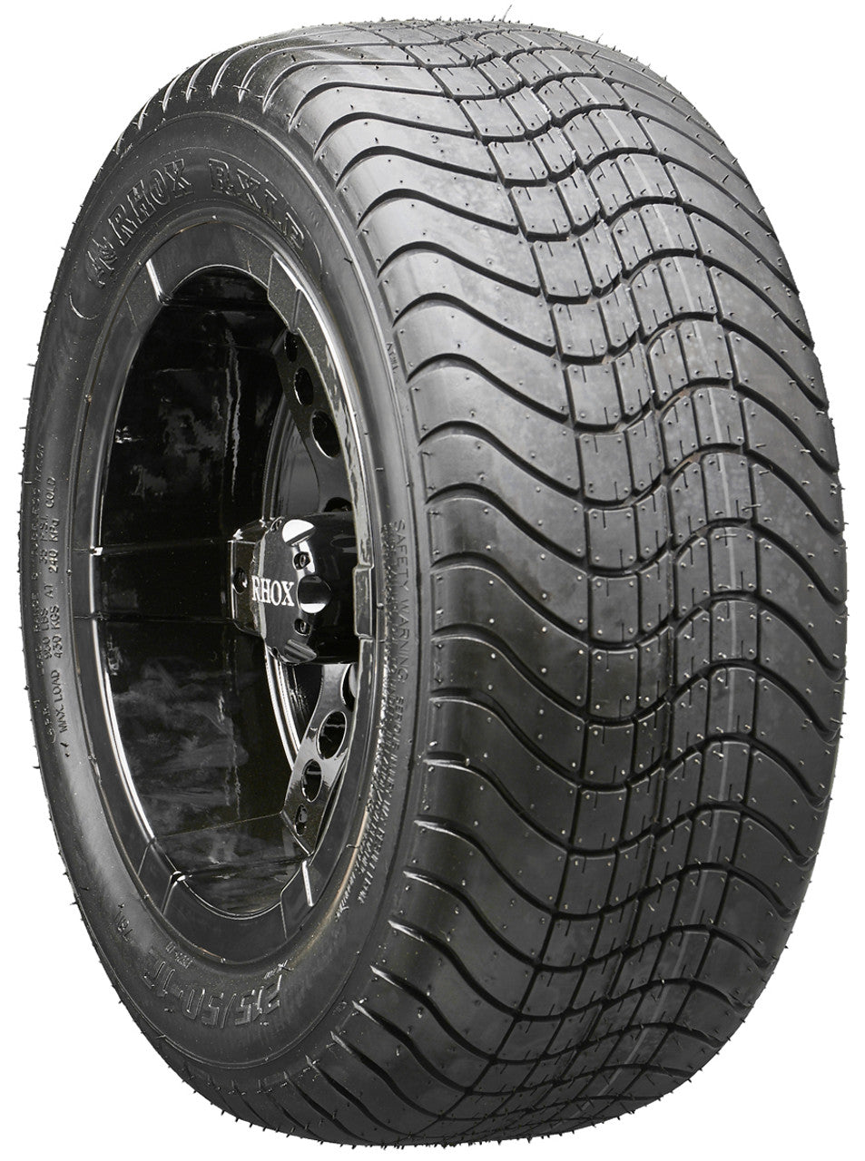 12" RHOX RX252 Black Wheels and LowPro Tires Combo