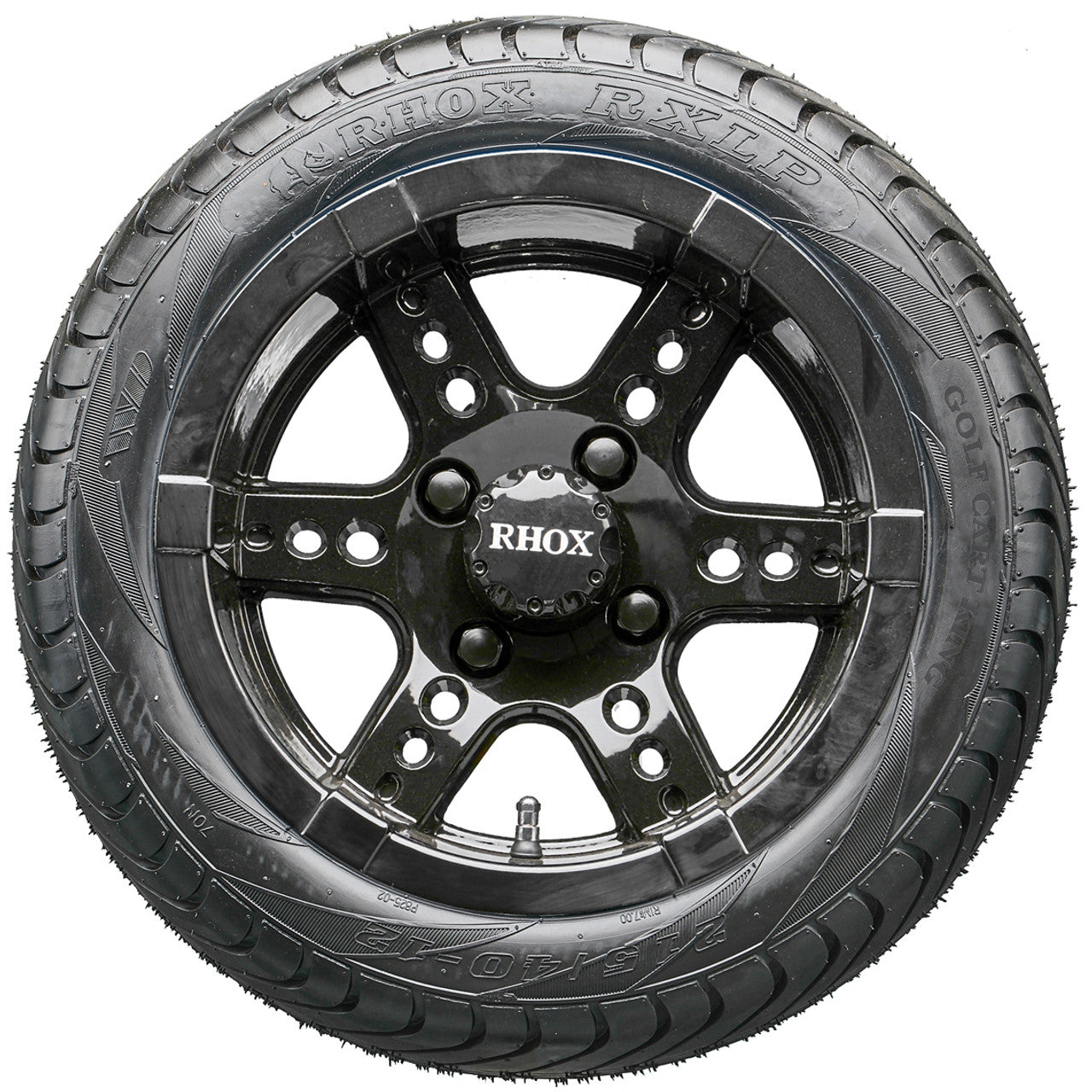 12" RHOX RX252 Black Wheels and LowPro Tires Combo