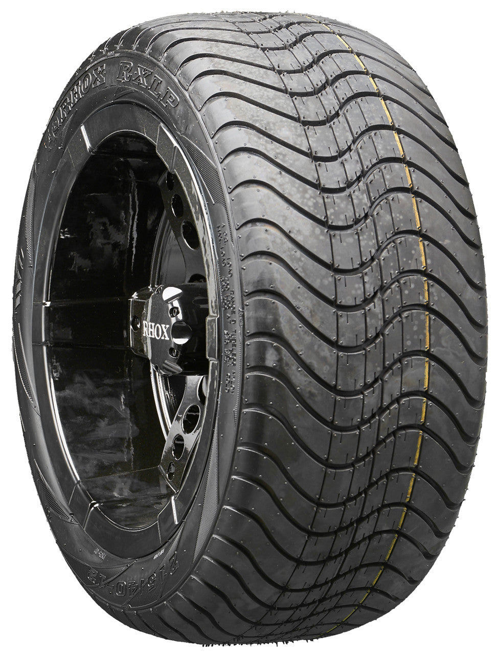 12" RHOX RX252 Black Wheels and LowPro Tires Combo