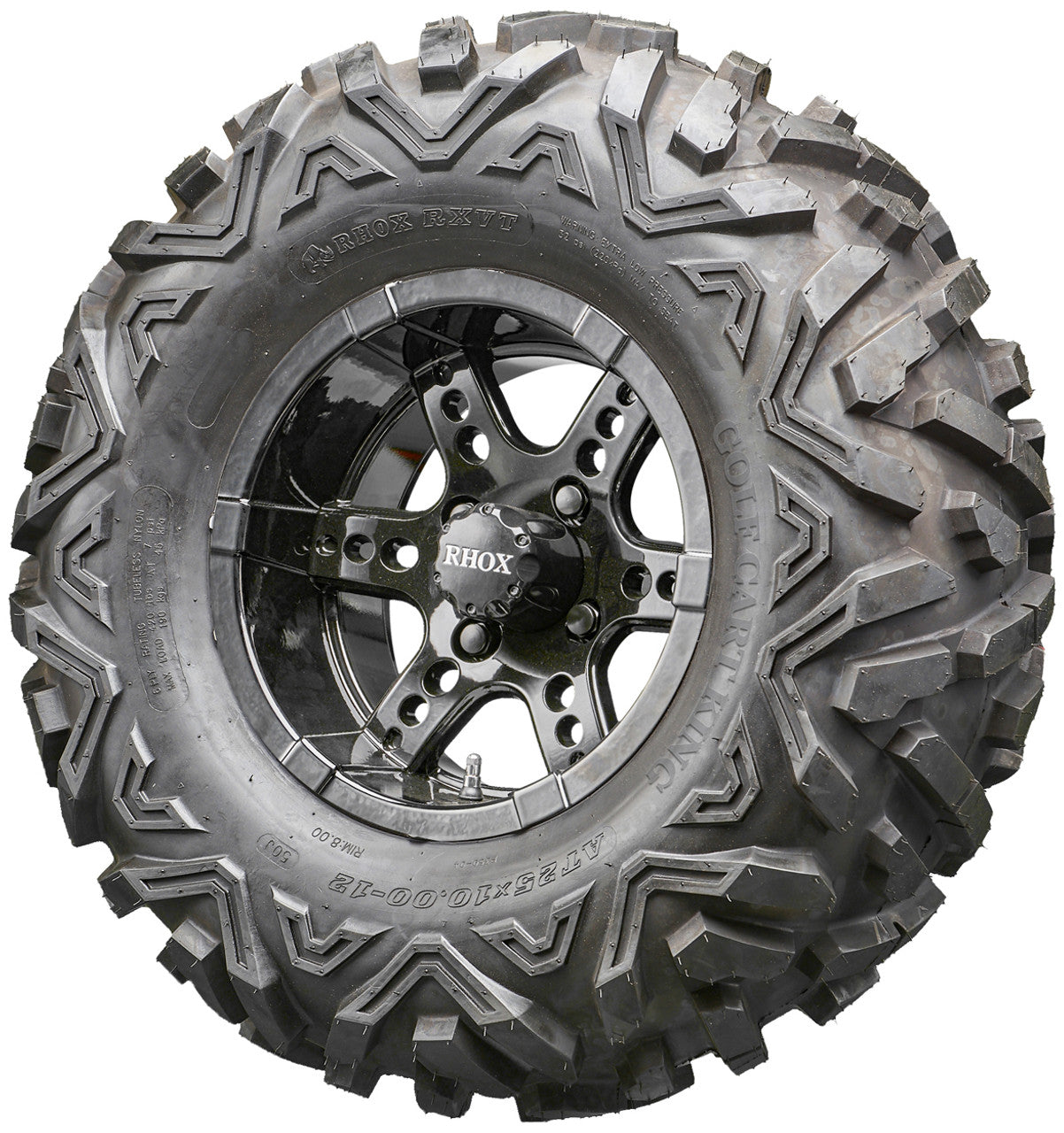 Golf Cart Wheels and Tires - RHOX RX252 Black 12" - All-Terrain