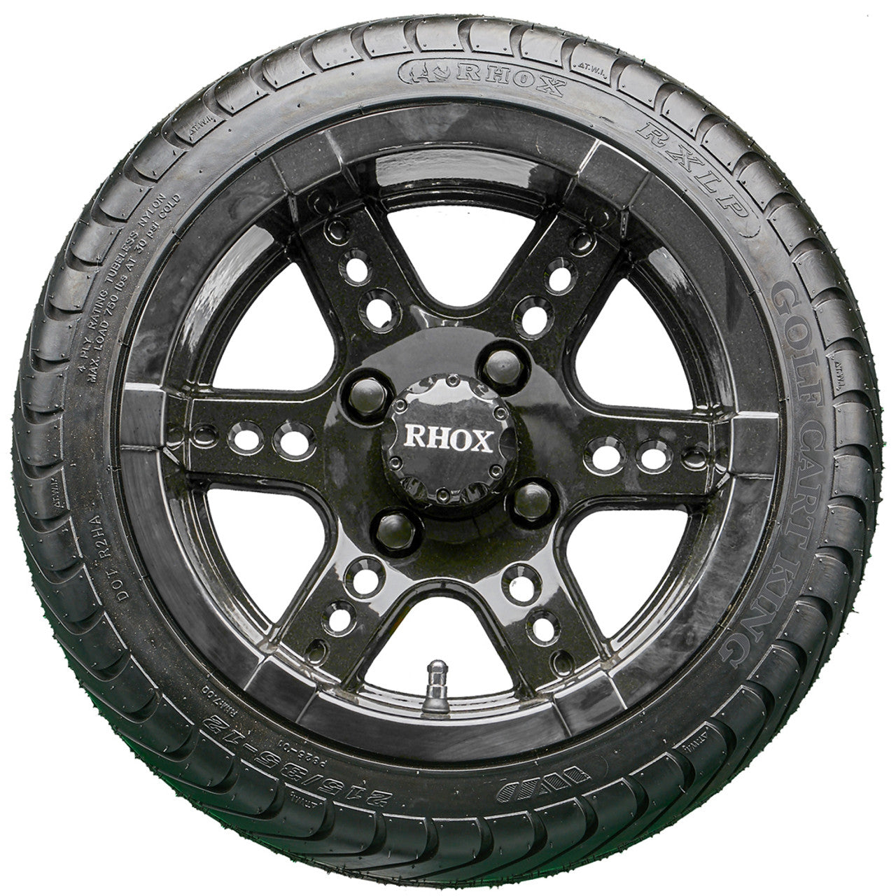 12" RHOX RX252 Black Wheels and LowPro Tires Combo