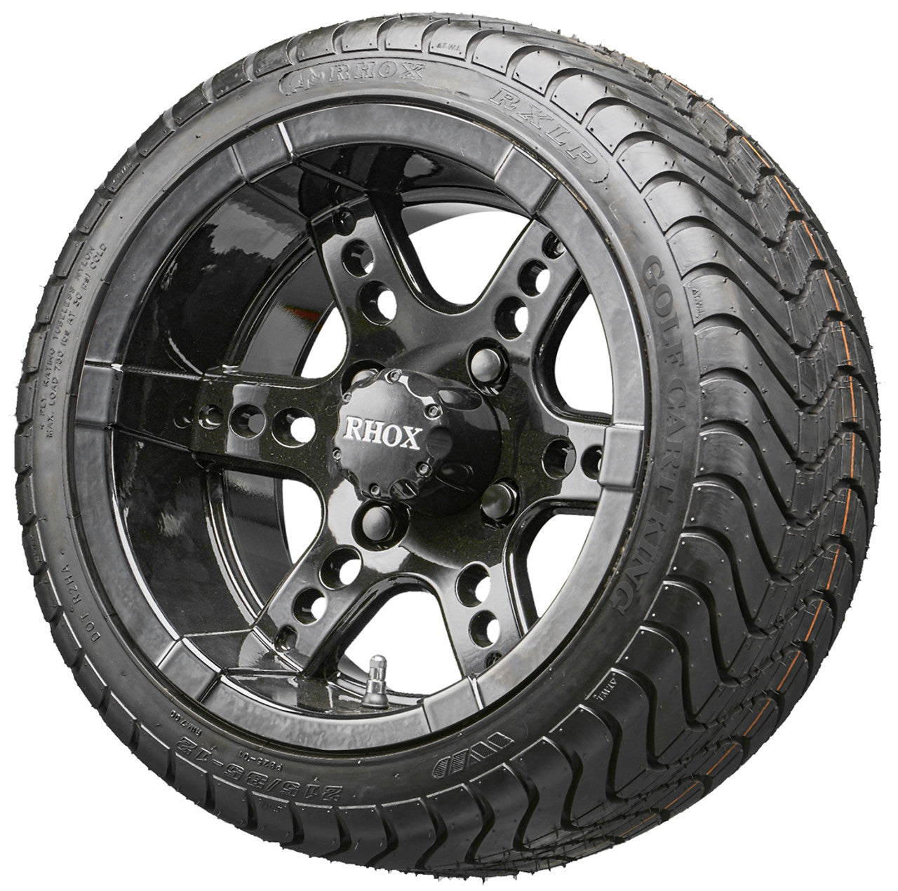 12" RHOX RX252 Black Wheels and LowPro Tires Combo