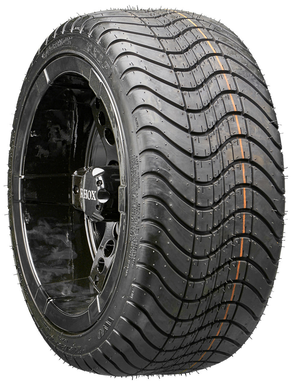 12" RHOX RX252 Black Wheels and LowPro Tires Combo