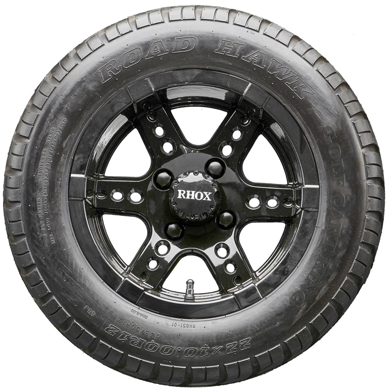 Golf Cart Wheels and Tires - RHOX RX252 Black 12" - All-Terrain