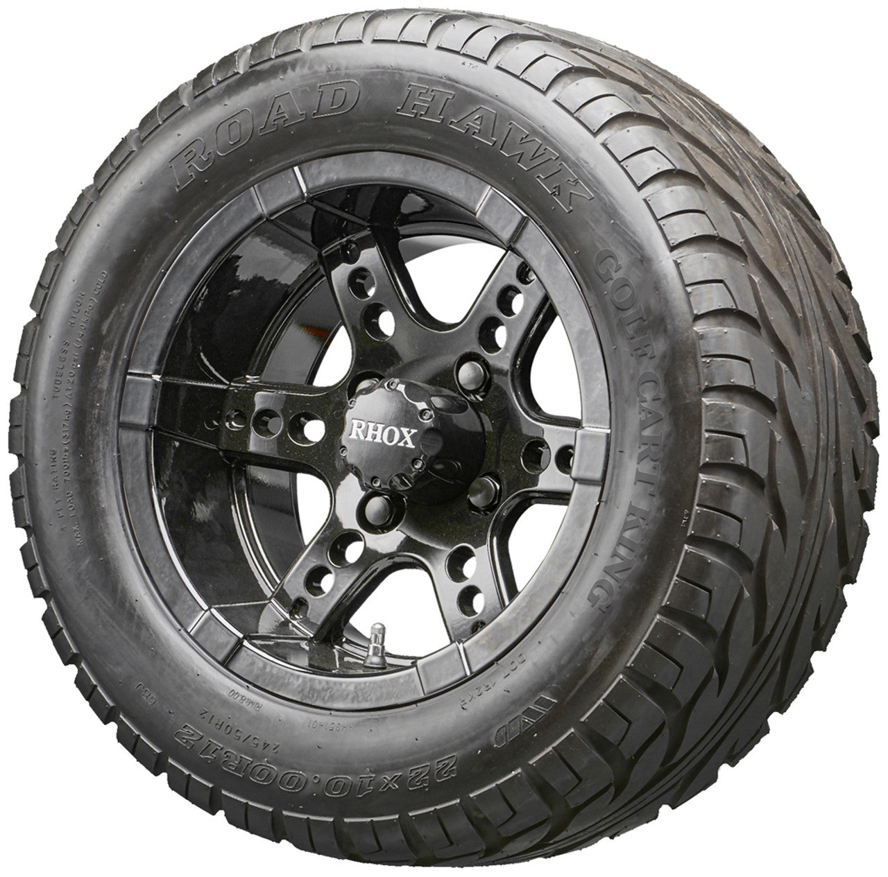Golf Cart Wheels and Tires - RHOX RX252 Black 12" - All-Terrain