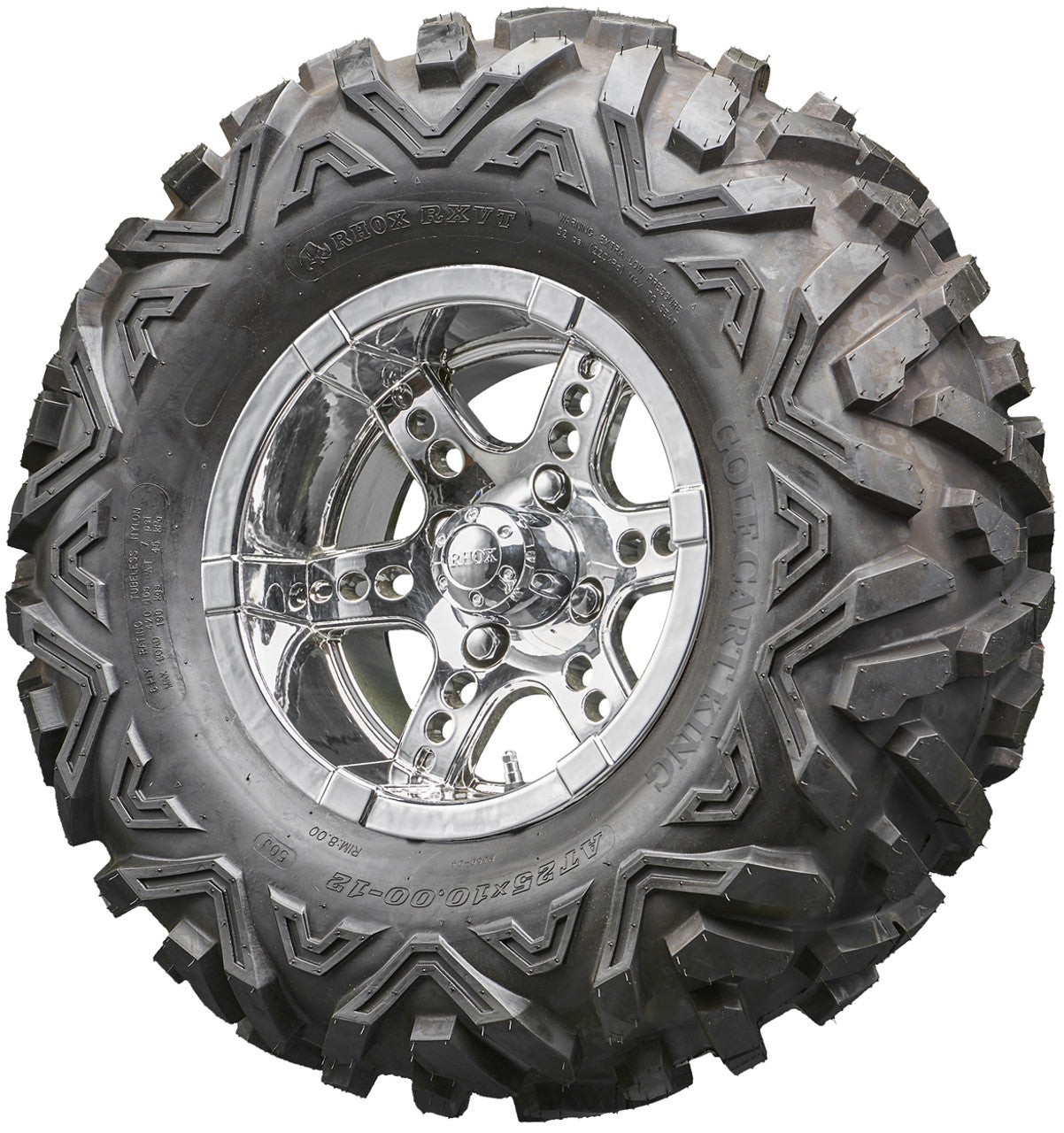 Golf Cart Wheels and Tires - RHOX RX254 Chrome 12" - All-Terrain