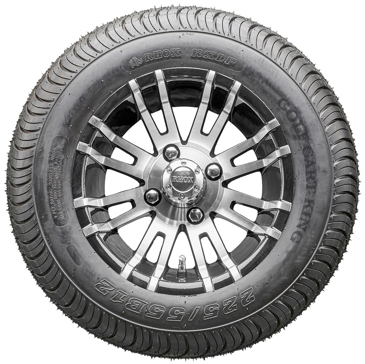 12" RHOX RX270 Machined Wheels and LowPro Tires Combo