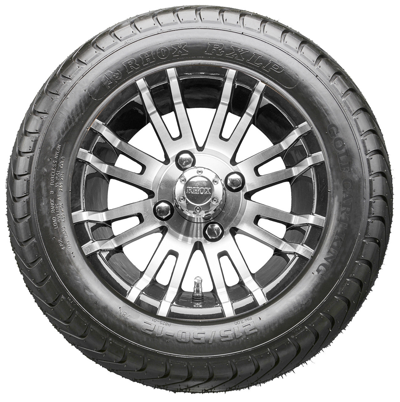 12" RHOX RX270 Machined Wheels and LowPro Tires Combo