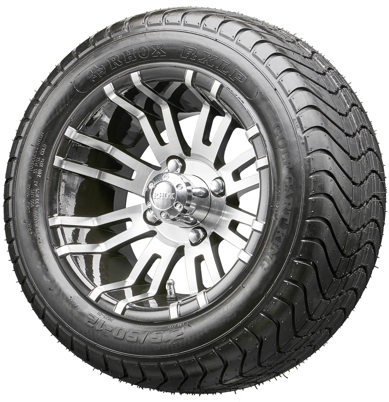 12" RHOX RX270 Machined Wheels and LowPro Tires Combo