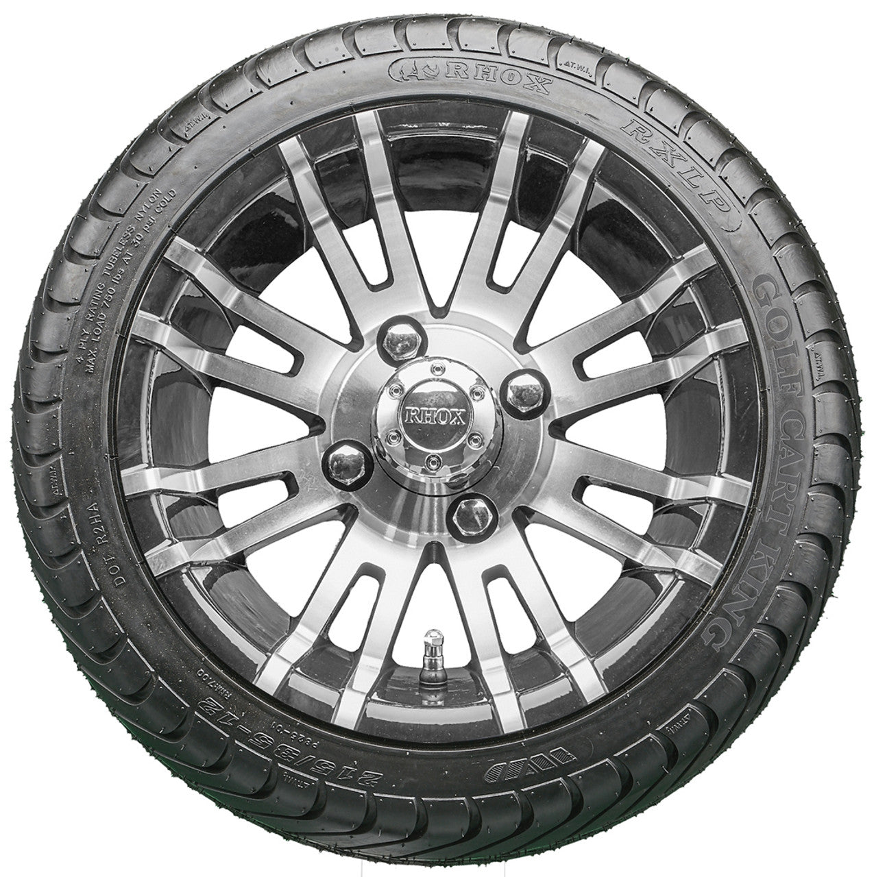 12" RHOX RX270 Machined Wheels and LowPro Tires Combo