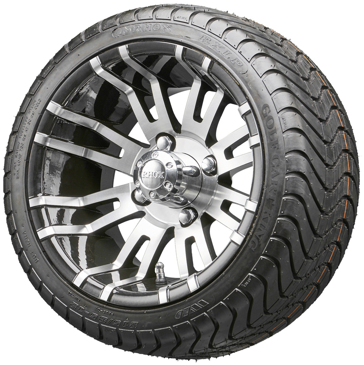 12" RHOX RX270 Machined Wheels and LowPro Tires Combo