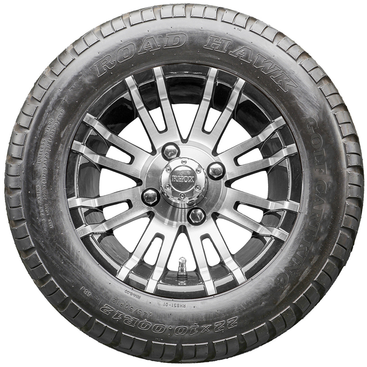 Golf Cart Wheels and Tires - RHOX RX270 Machined 12" - All-Terrain