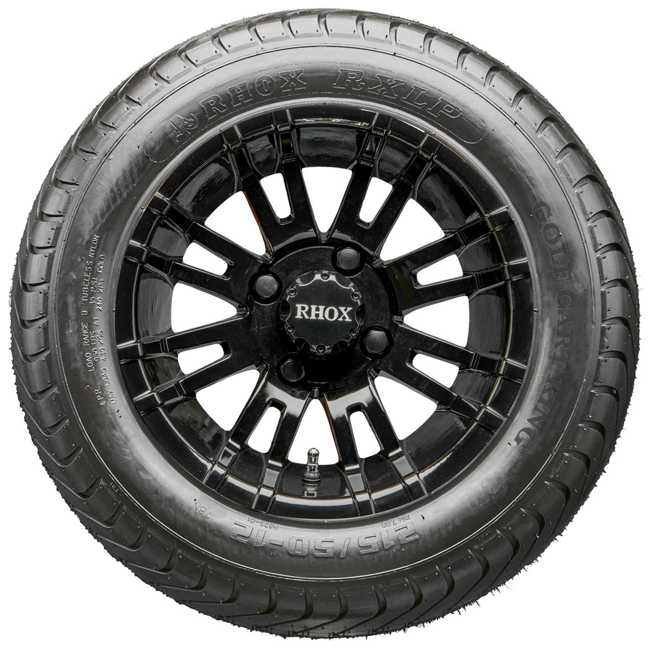 12" RHOX RX271 Black Wheels and LowPro Tires Combo