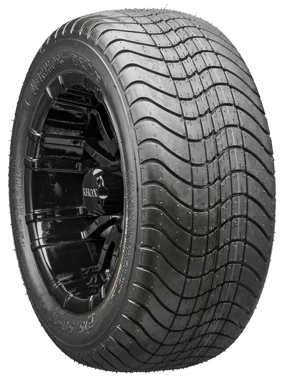 12" RHOX RX271 Black Wheels and LowPro Tires Combo