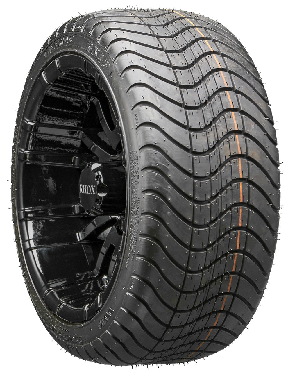 12" RHOX RX271 Black Wheels and LowPro Tires Combo