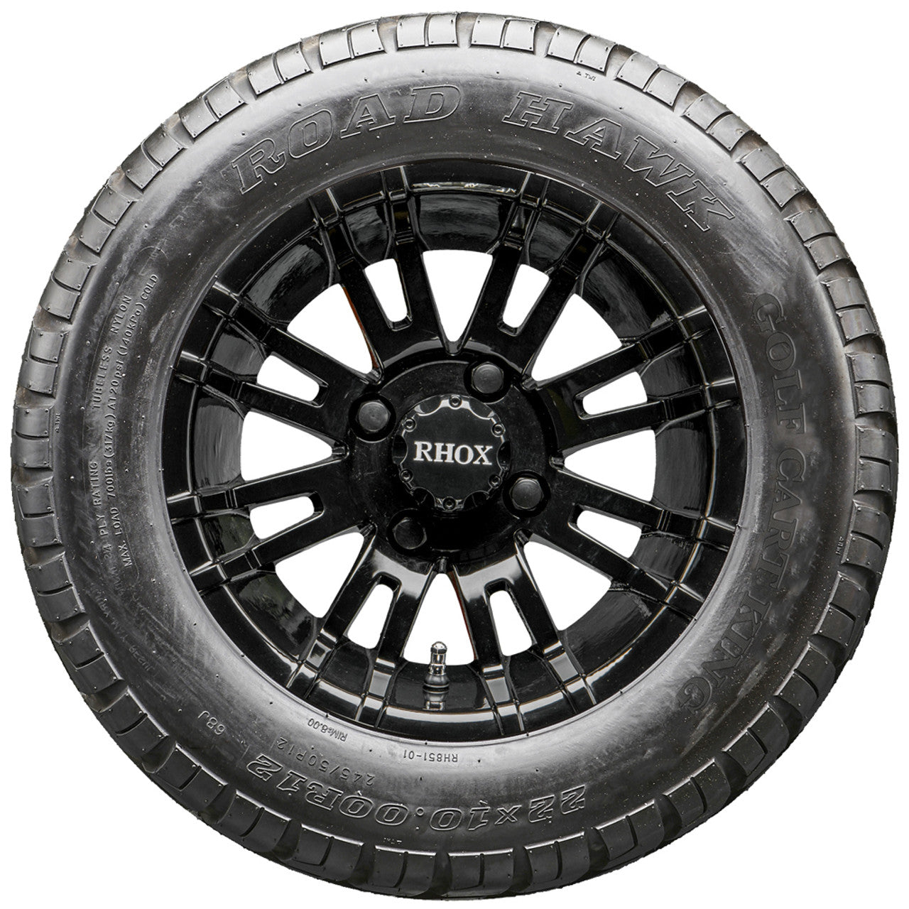 Golf Cart Wheels and Tires - RHOX RX271 Black 12" - All-Terrain