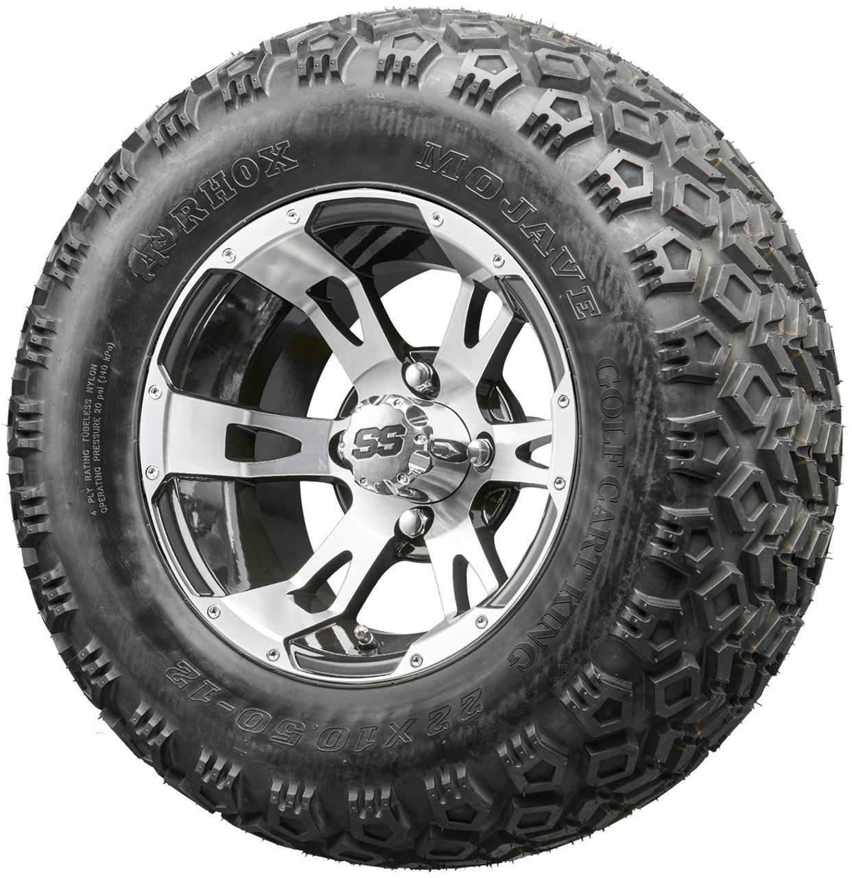 Golf Cart Wheels and Tires - RHOX RX320 Machined 12" - All-Terrain