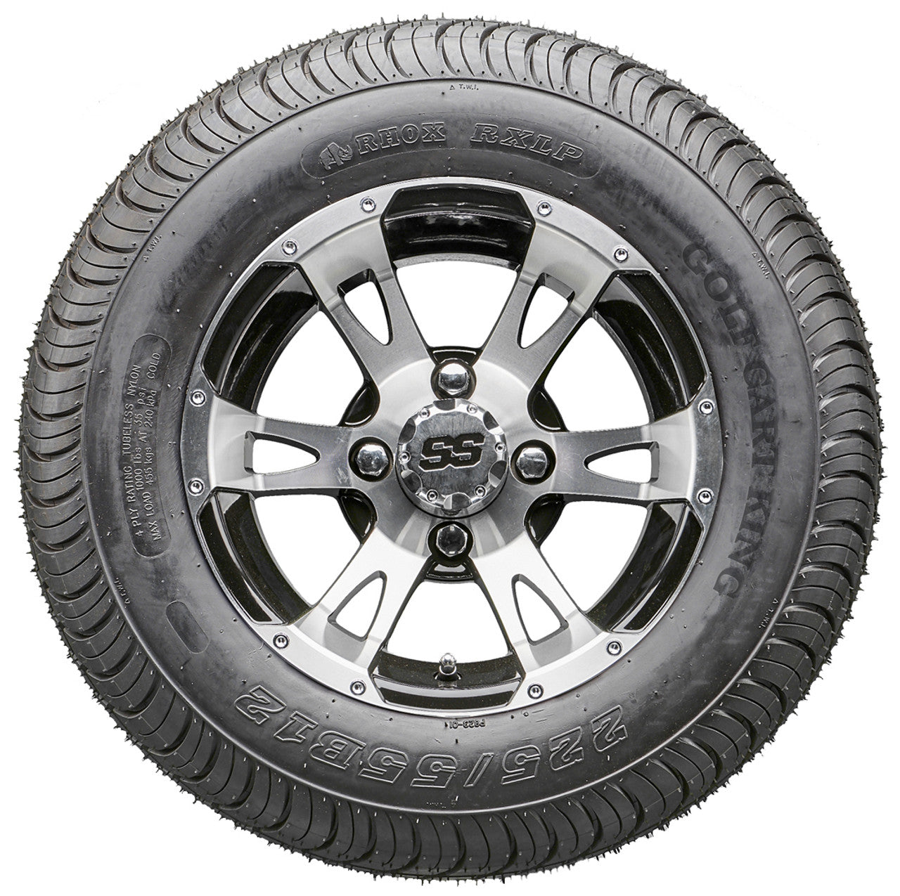 12" RHOX RX320 Machined Wheels and LowPro Tires Combo