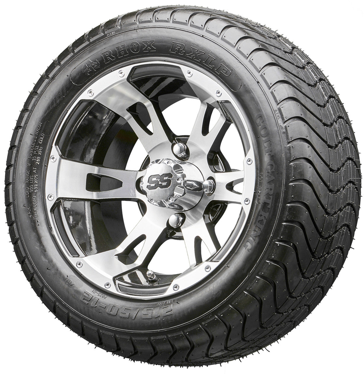 12" RHOX RX320 Machined Wheels and LowPro Tires Combo