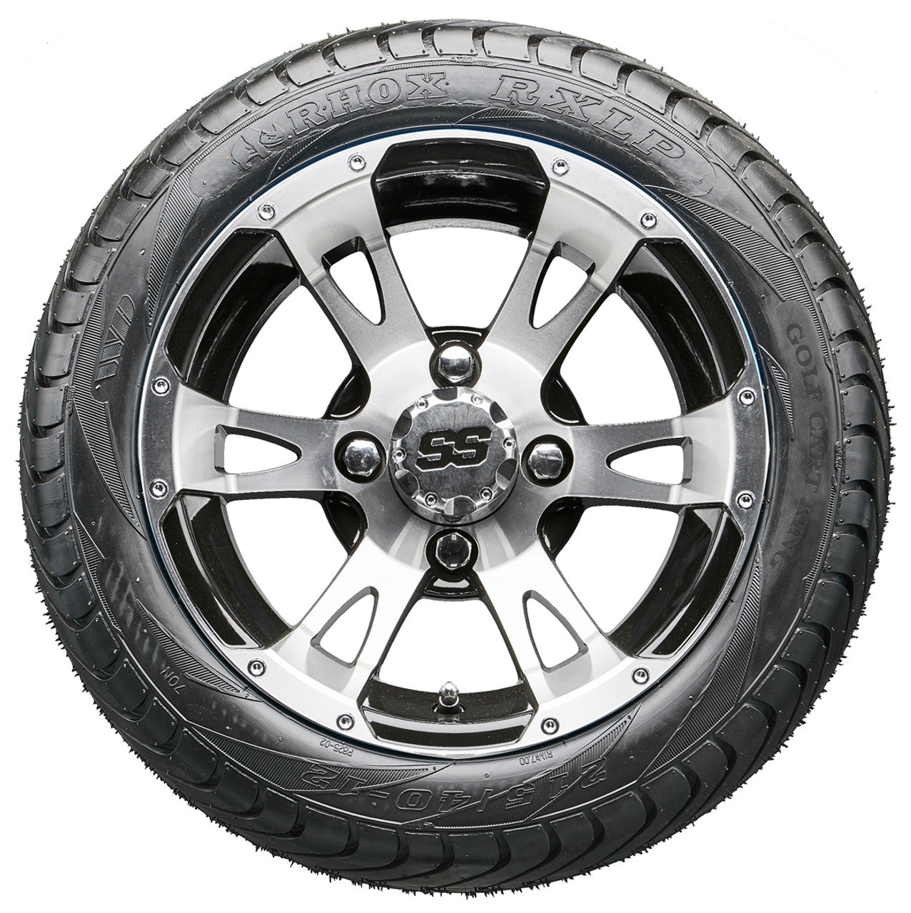 12" RHOX RX320 Machined Wheels and LowPro Tires Combo