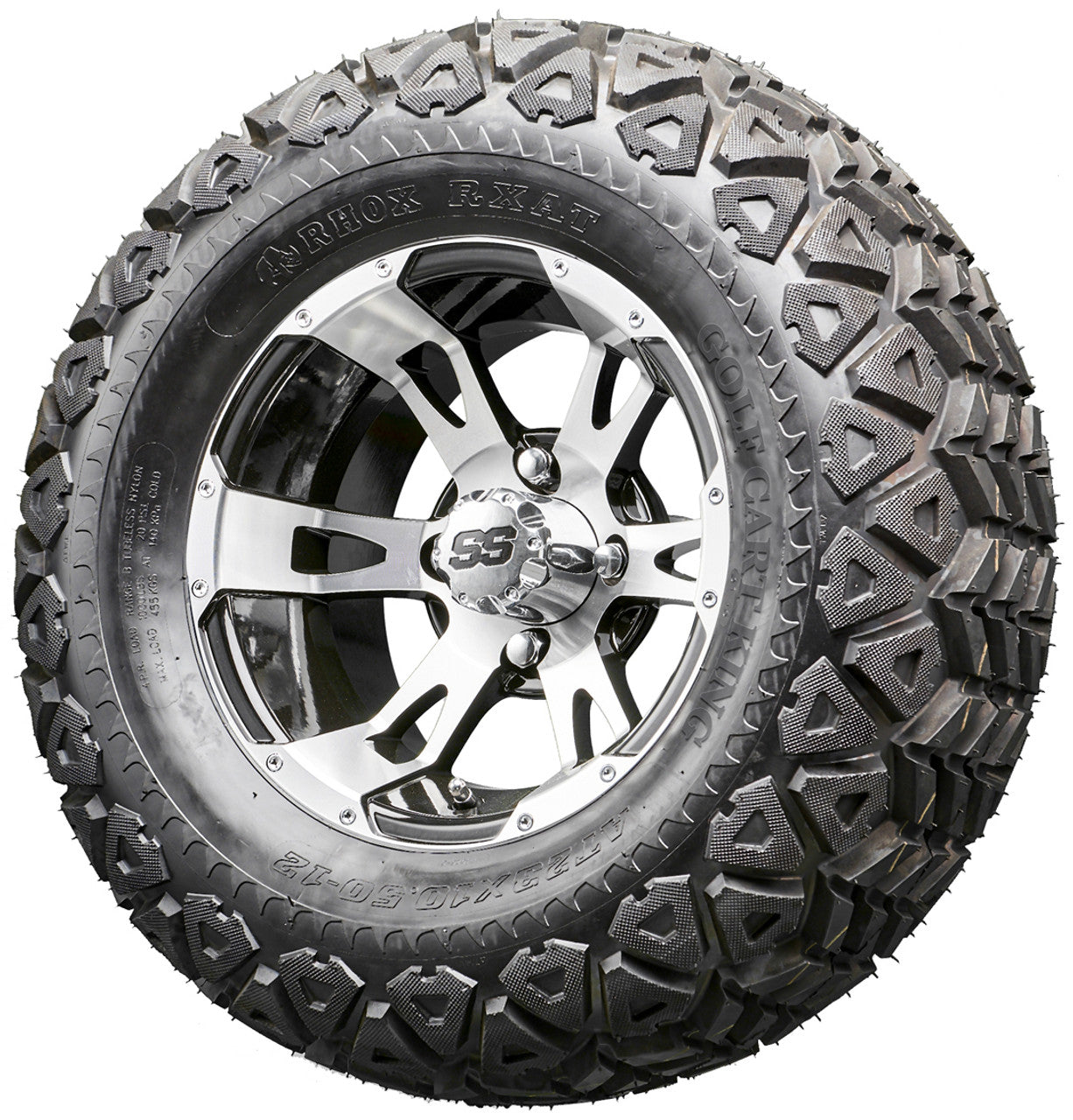 Golf Cart Wheels and Tires - RHOX RX320 Machined 12" - All-Terrain