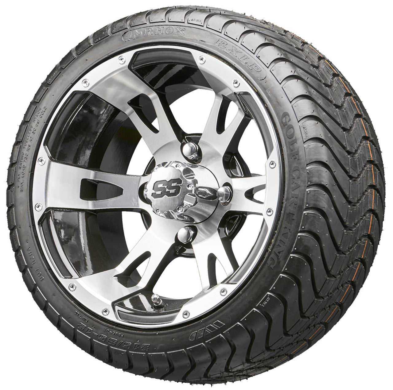 12" RHOX RX320 Machined Wheels and LowPro Tires Combo