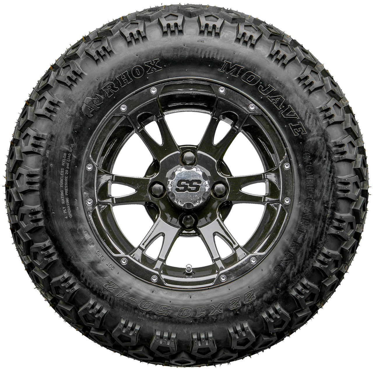 Golf Cart Wheels and Tires - RHOX RX321 Black 12" - All-Terrain