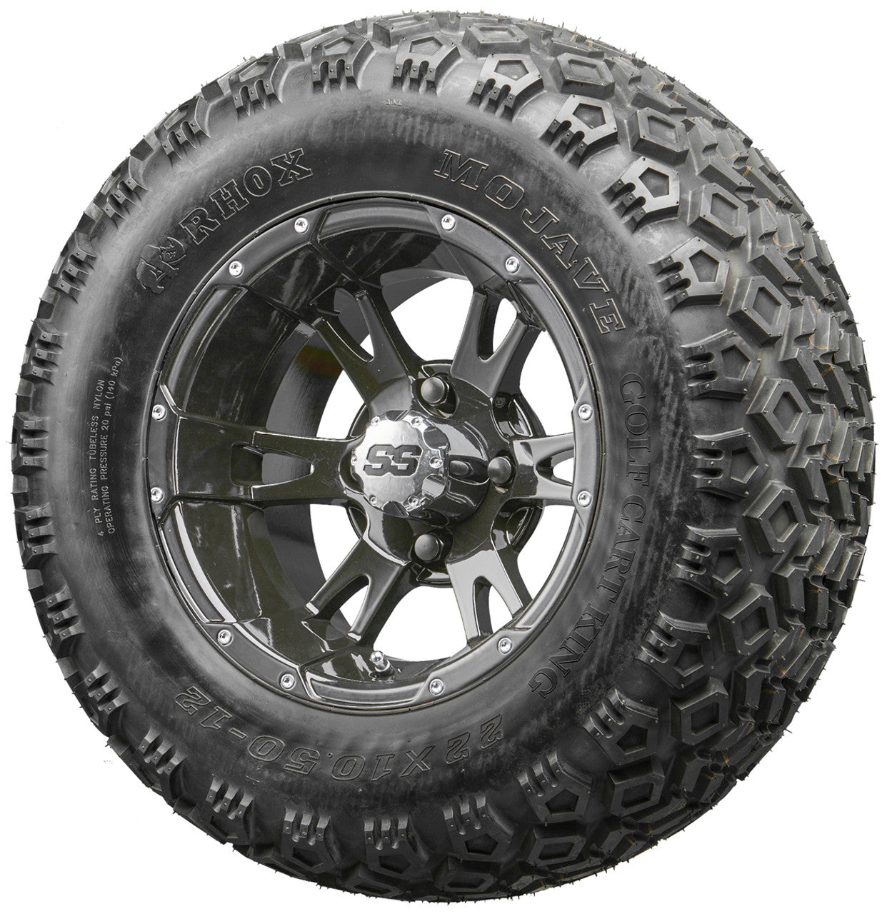 Golf Cart Wheels and Tires - RHOX RX321 Black 12" - All-Terrain