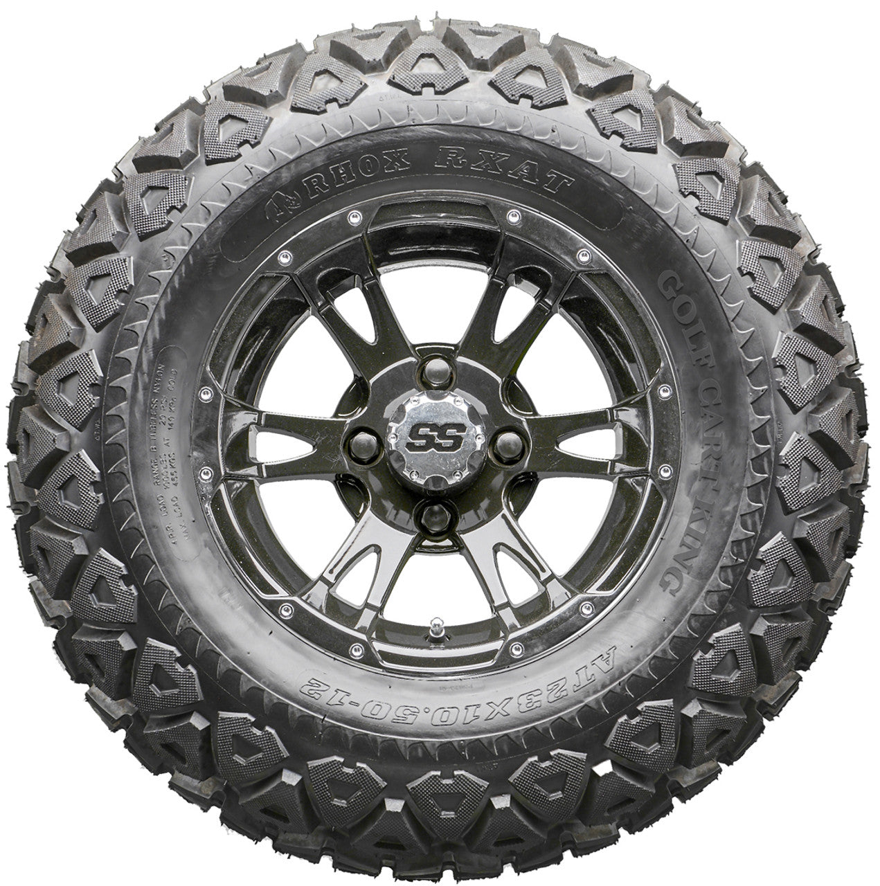 Golf Cart Wheels and Tires - RHOX RX321 Black 12" - All-Terrain