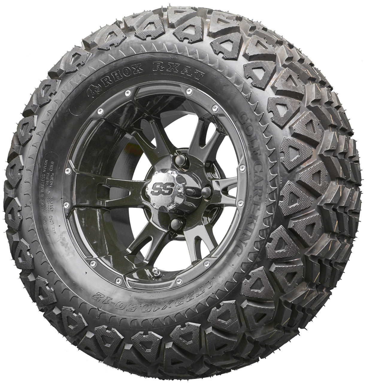 Golf Cart Wheels and Tires - RHOX RX321 Black 12" - All-Terrain