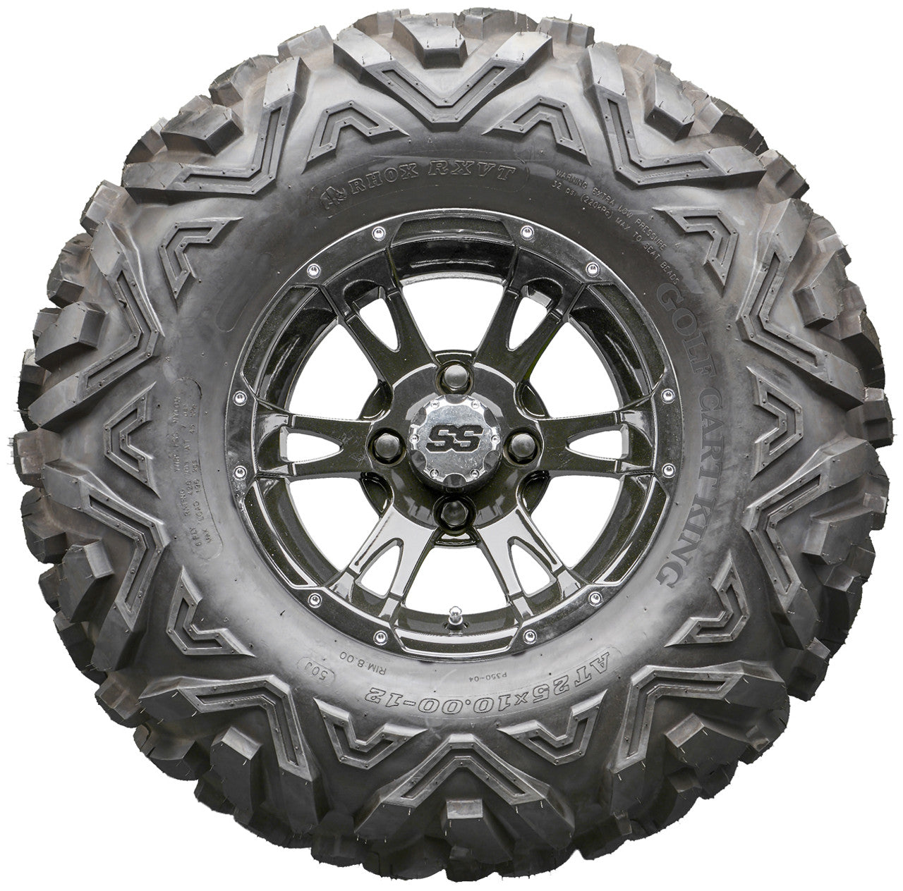 Golf Cart Wheels and Tires - RHOX RX321 Black 12" - All-Terrain