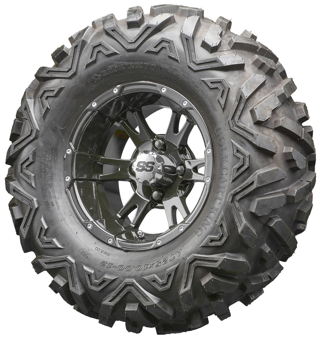 Golf Cart Wheels and Tires - RHOX RX321 Black 12" - All-Terrain