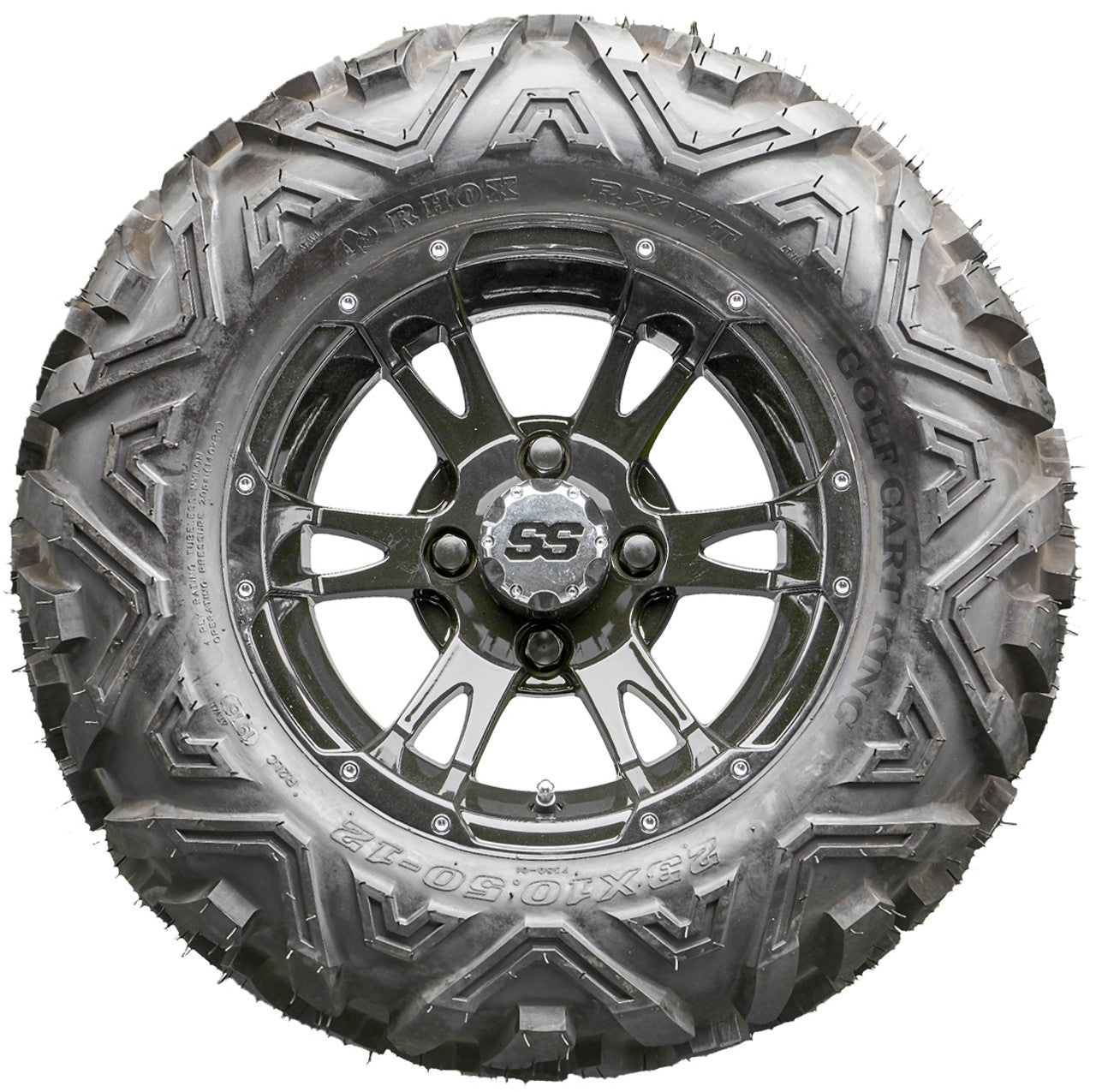 Golf Cart Wheels and Tires - RHOX RX321 Black 12" - All-Terrain