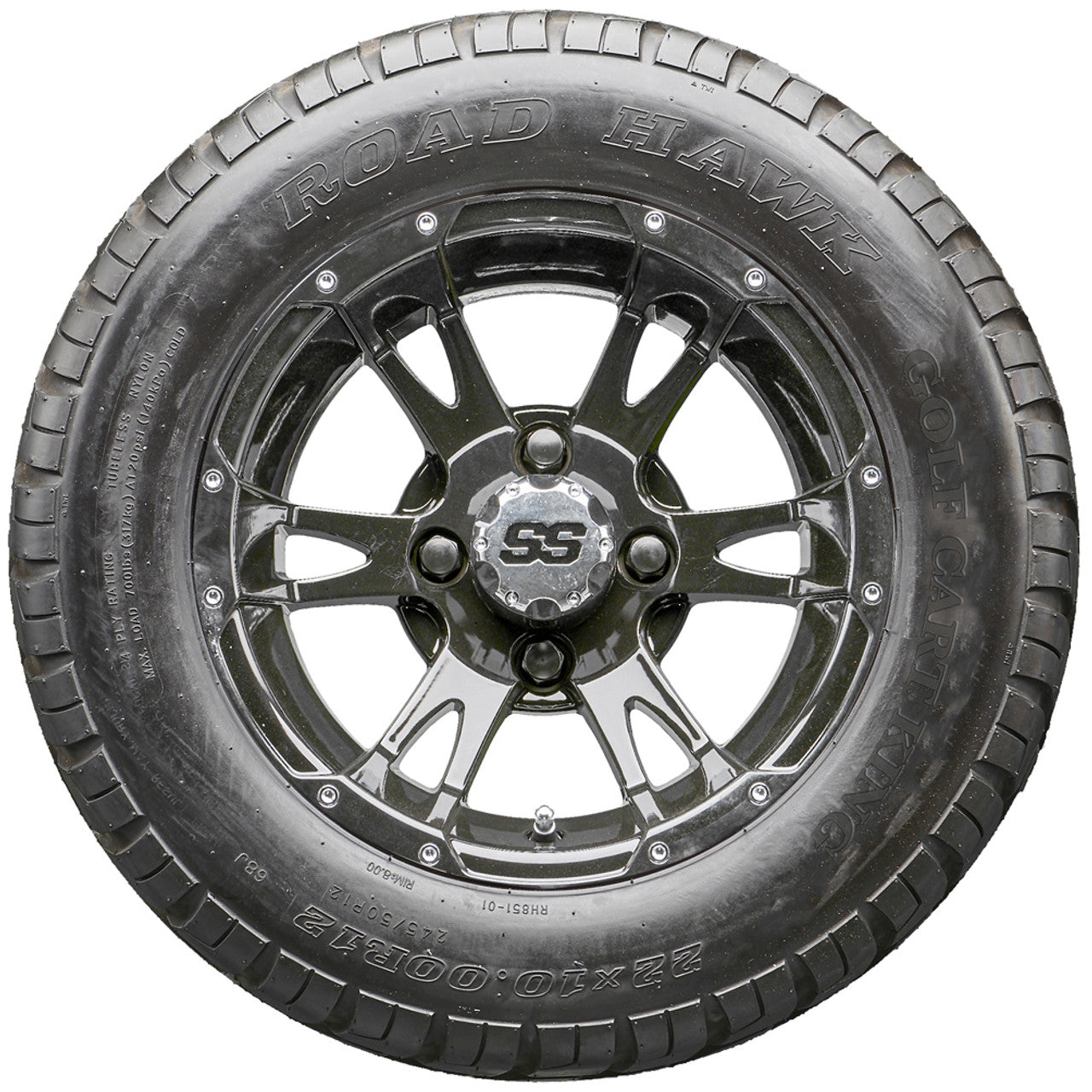 Golf Cart Wheels and Tires - RHOX RX321 Black 12" - All-Terrain