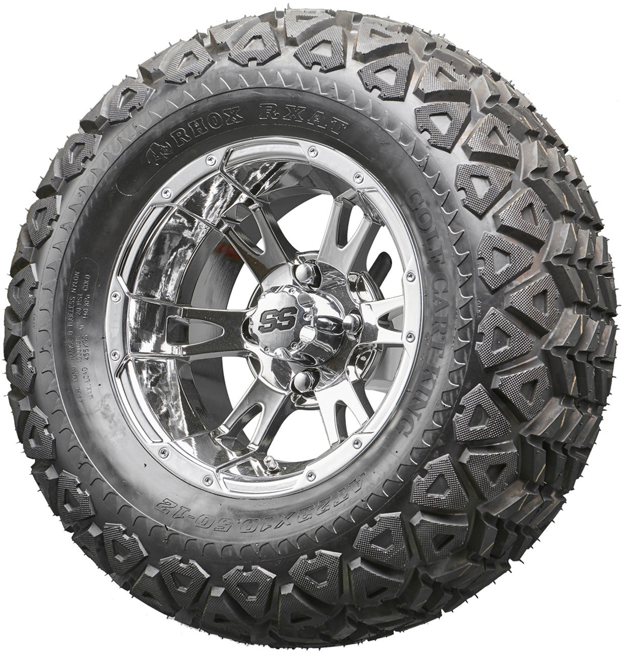 Golf Cart Wheels and Tires - RHOX RX322 Chrome 12" - All-Terrain