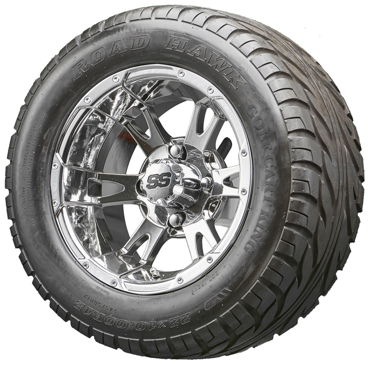 Golf Cart Wheels and Tires - RHOX RX322 Chrome 12" - All-Terrain