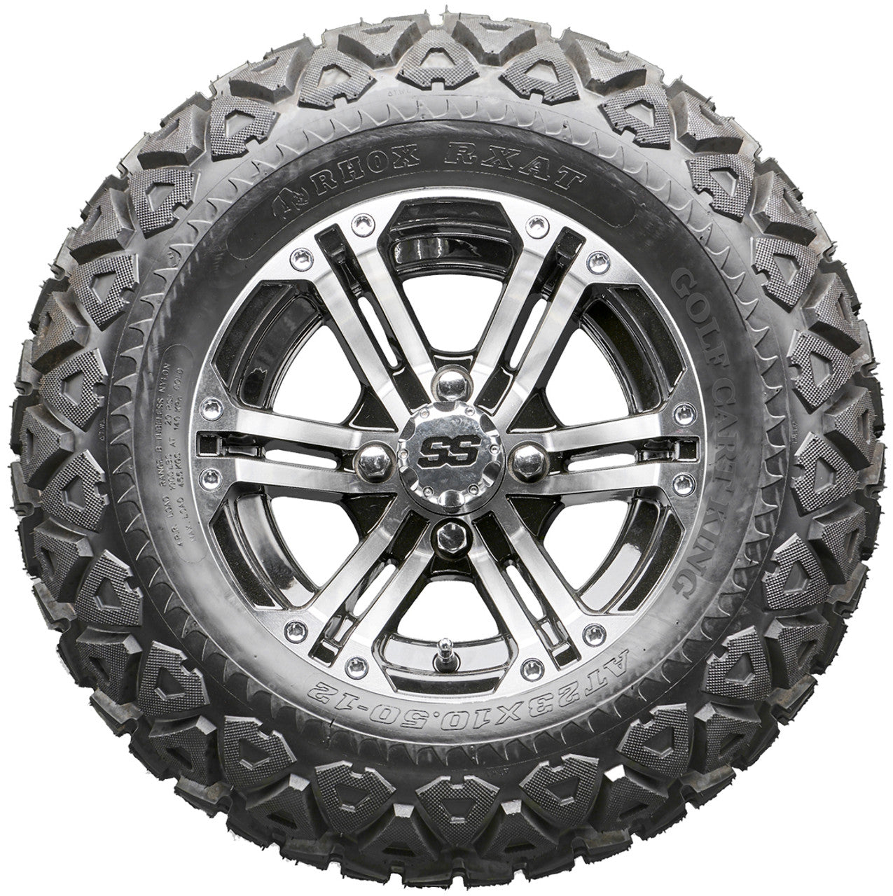 Golf Cart Wheels and Tires - RHOX RX330 Machined 12" - All-Terrain