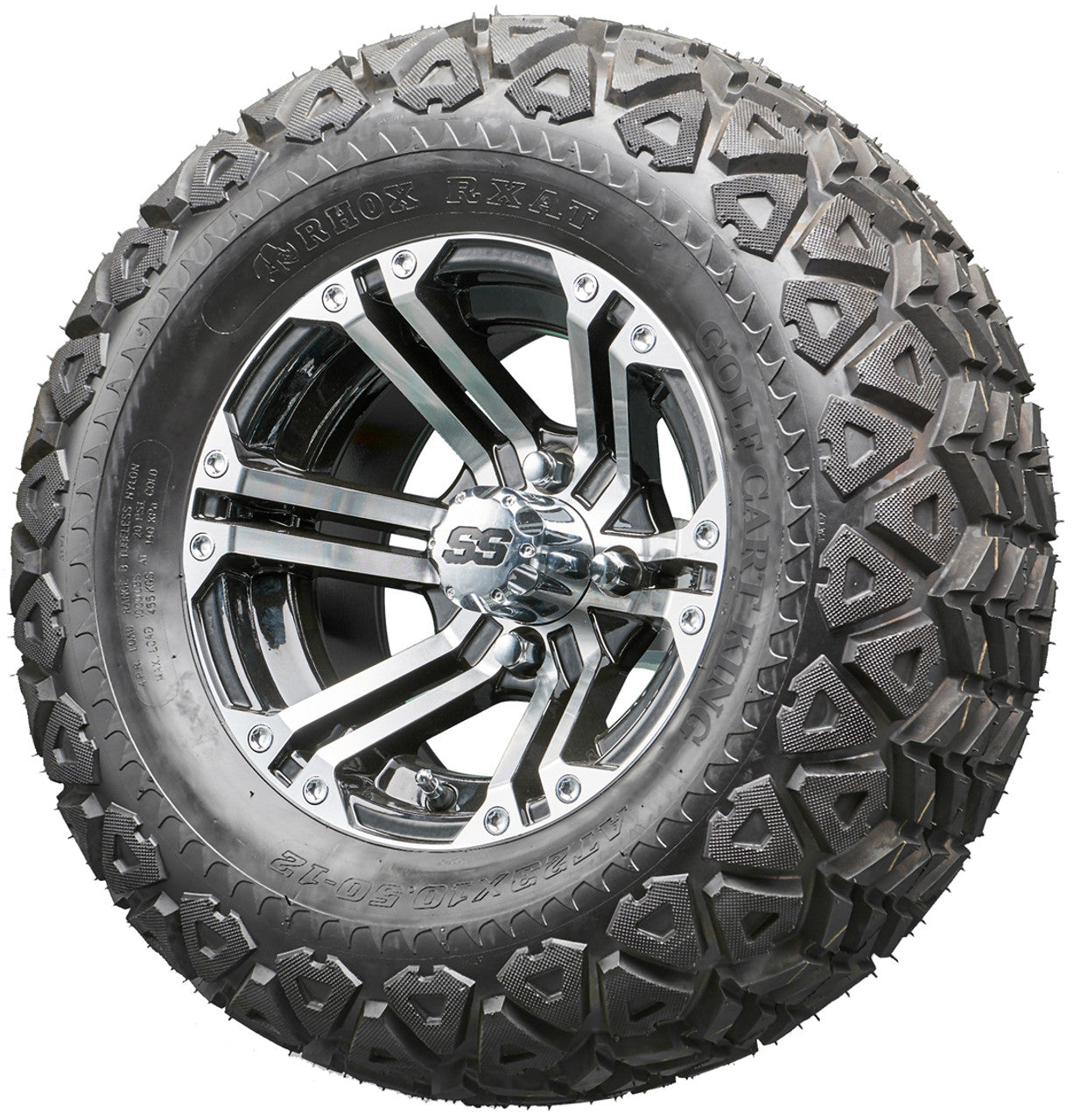 Golf Cart Wheels and Tires - RHOX RX330 Machined 12" - All-Terrain