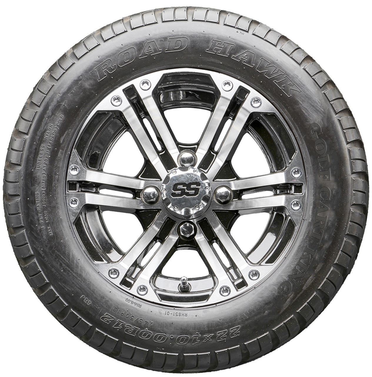 Golf Cart Wheels and Tires - RHOX RX330 Machined 12" - All-Terrain