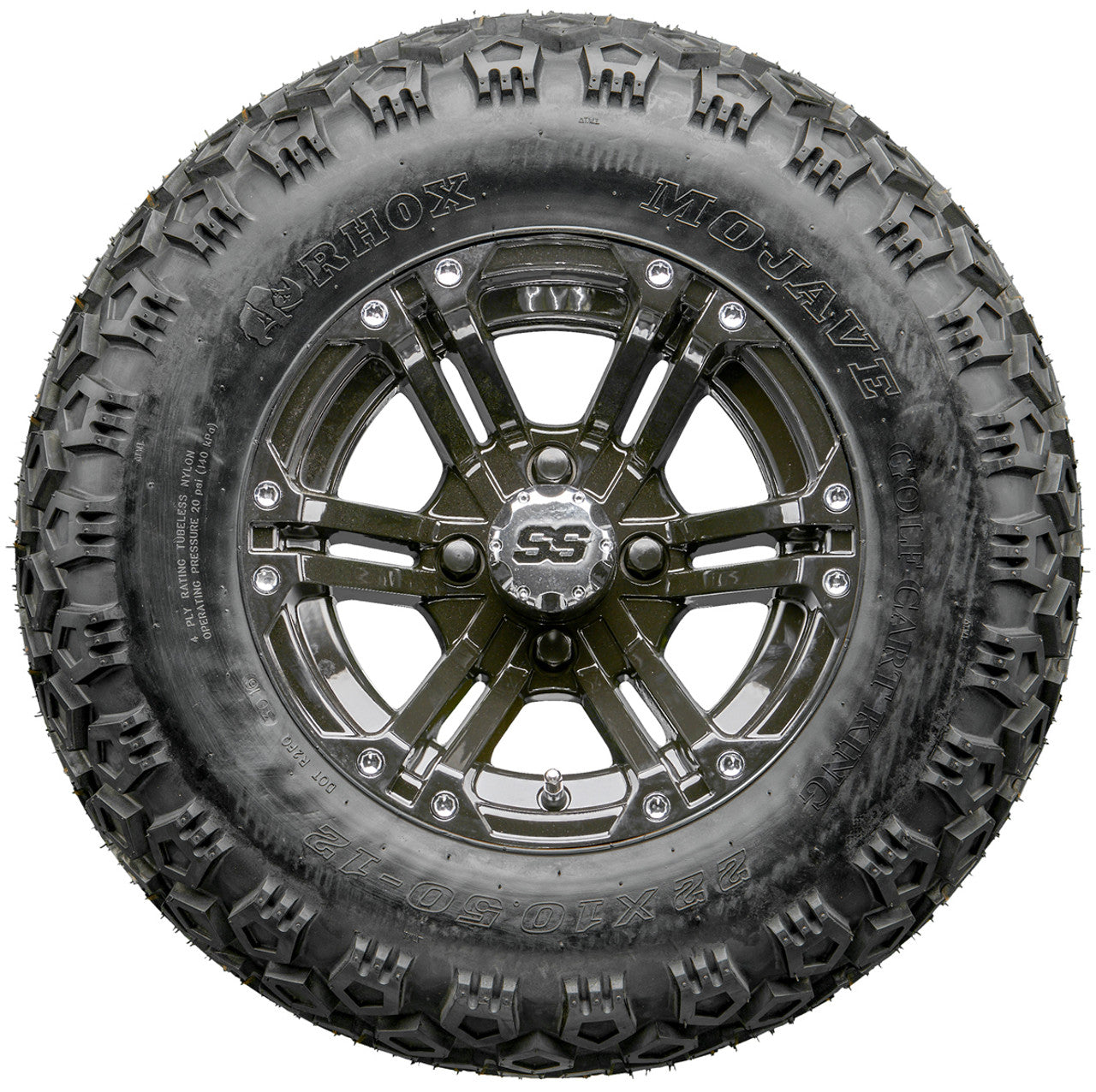 Golf Cart Wheels and Tires - RHOX RX331 Black 12" - All-Terrain