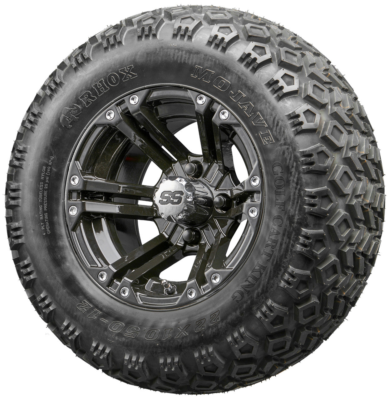 Golf Cart Wheels and Tires - RHOX RX331 Black 12" - All-Terrain