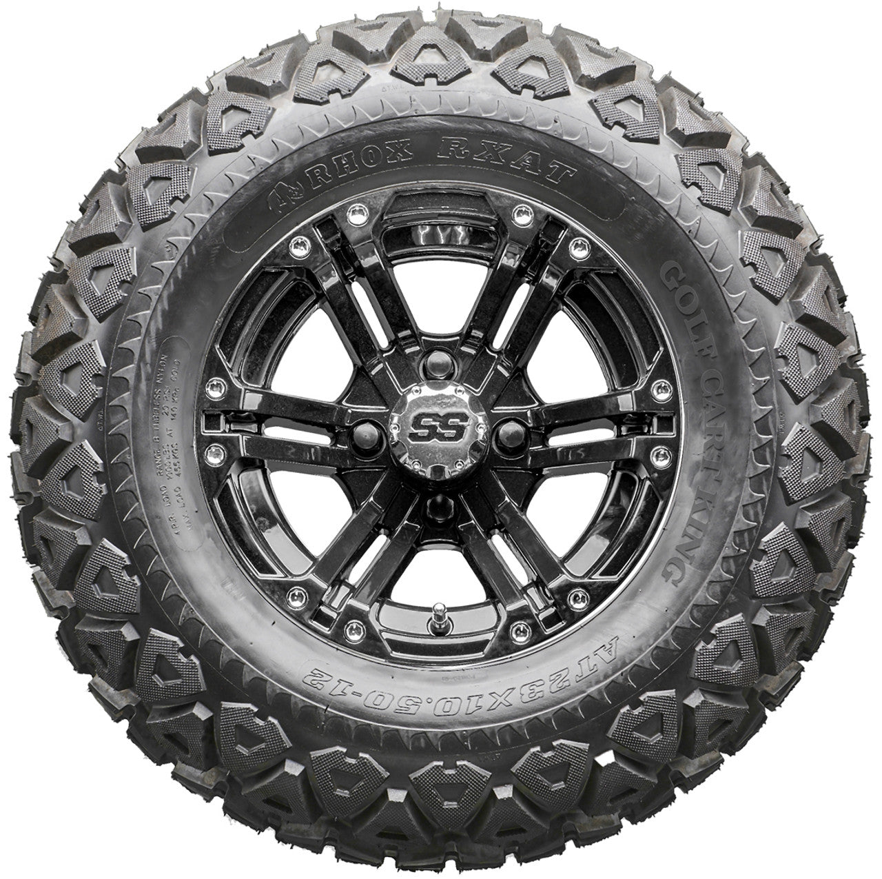 Golf Cart Wheels and Tires - RHOX RX331 Black 12" - All-Terrain