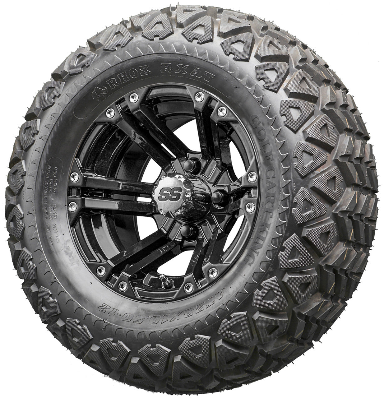 Golf Cart Wheels and Tires - RHOX RX331 Black 12" - All-Terrain