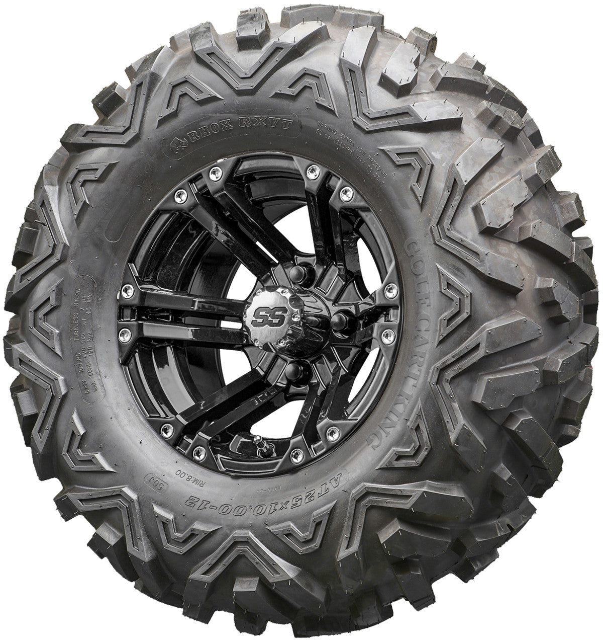 Golf Cart Wheels and Tires - RHOX RX331 Black 12" - All-Terrain