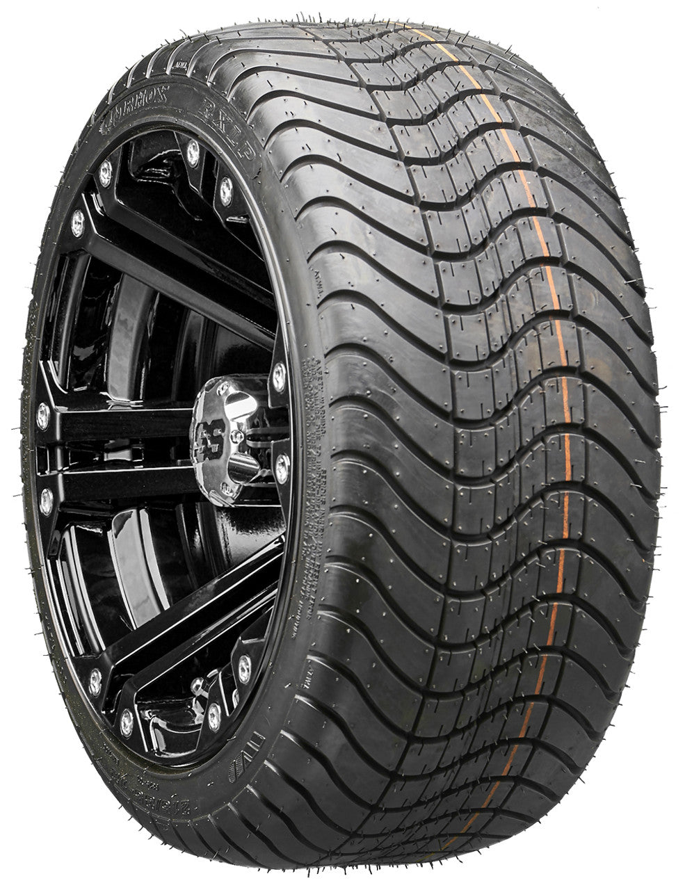 12" RHOX RX331 Black Wheels and LowPro Tires Combo