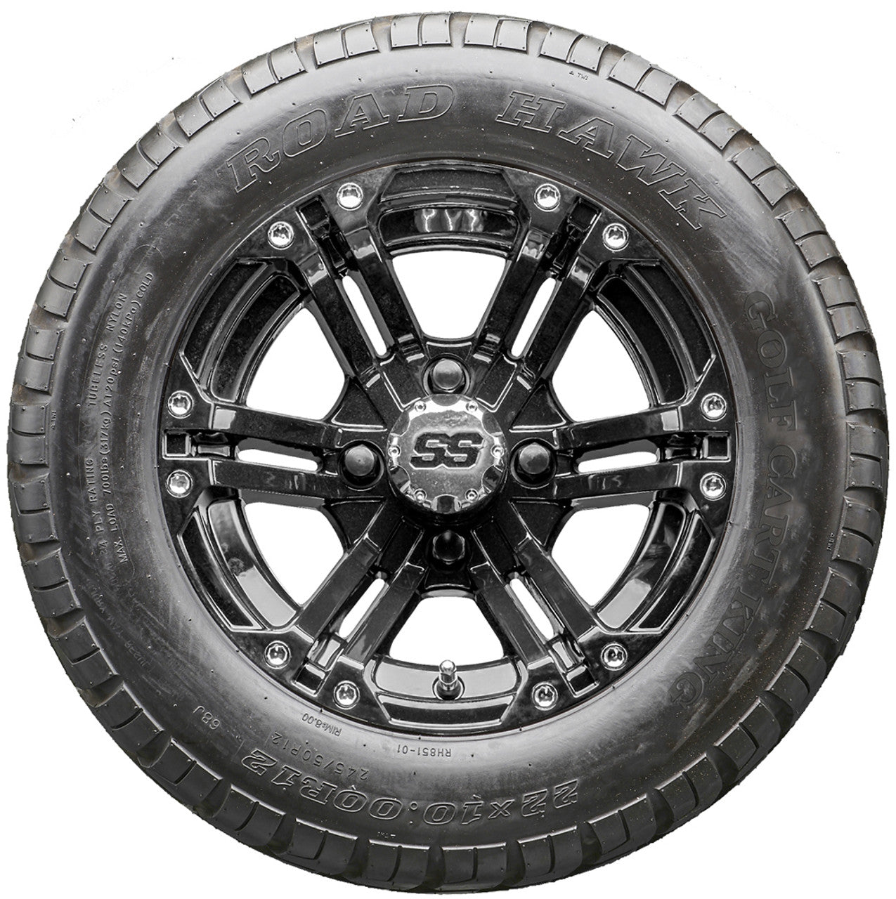 Golf Cart Wheels and Tires - RHOX RX331 Black 12" - All-Terrain