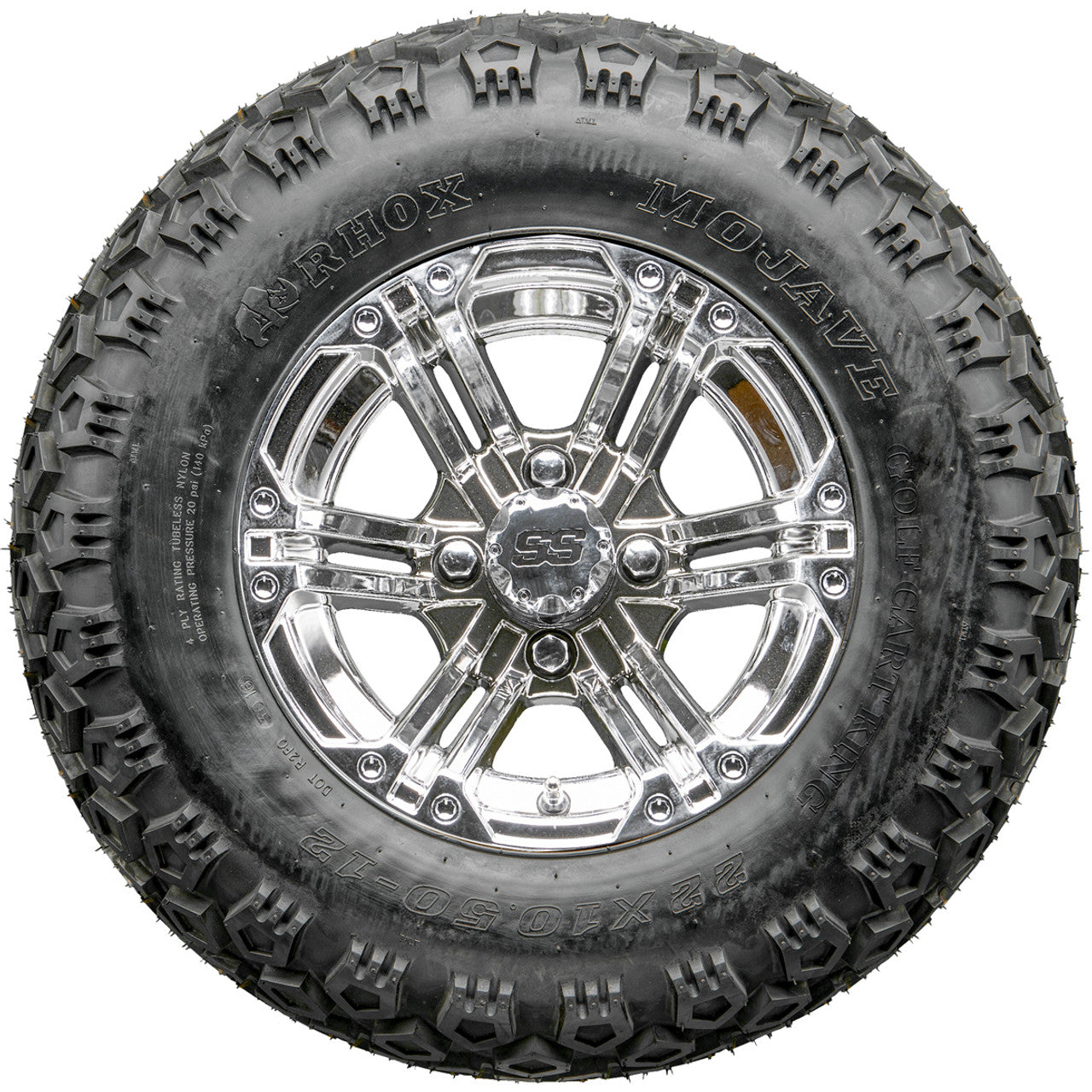 Golf Cart Wheels and Tires - RHOX RX332 Chrome 12" - All-Terrain
